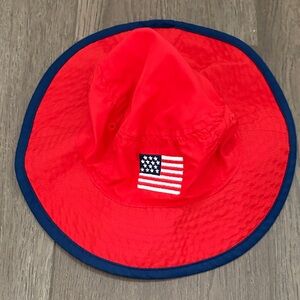 Carter's Red Sun Hat with Navy Trim and Embroidered Flag